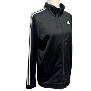 Adidas Classic 3 Stripe Zip-Up Jacket, Black and White, Boys, 18-20